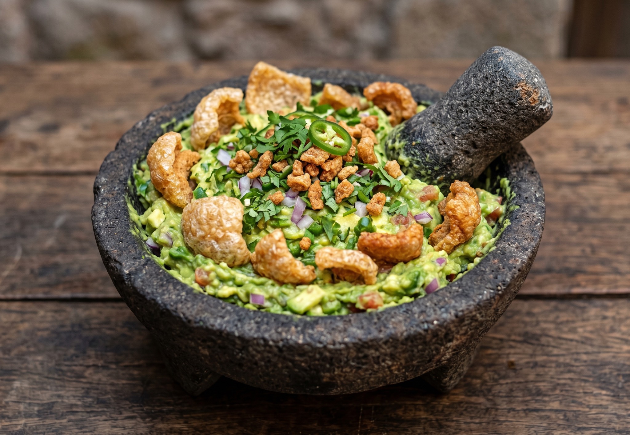 Fotografía de Guacamole Rústico con Chicharrón